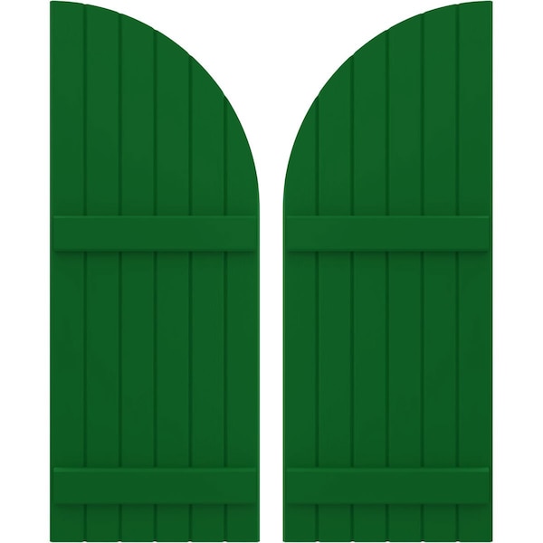 Ekena Millwork Americraft 6-Board (2 Batten) Wood Joined Board-n-Batten Shutters w/ Arch Top, ARW101BQ621X77HGH, PR ARW101BQ621X77HGH - main